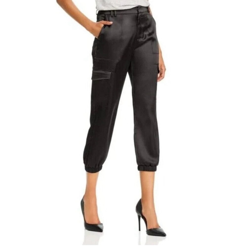 Aqua Black Satin Jogger Pants SZ M NWT